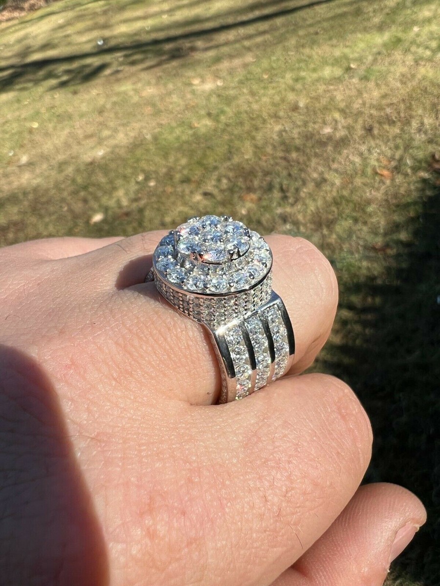 American Rapper Gioielli Hip Hop 925 Argento Ghiacciato Da Uomo Anello Di Diamanti Baguette Moissanite Diamante Custom Hip Hop Anello Uomo - Foto 6