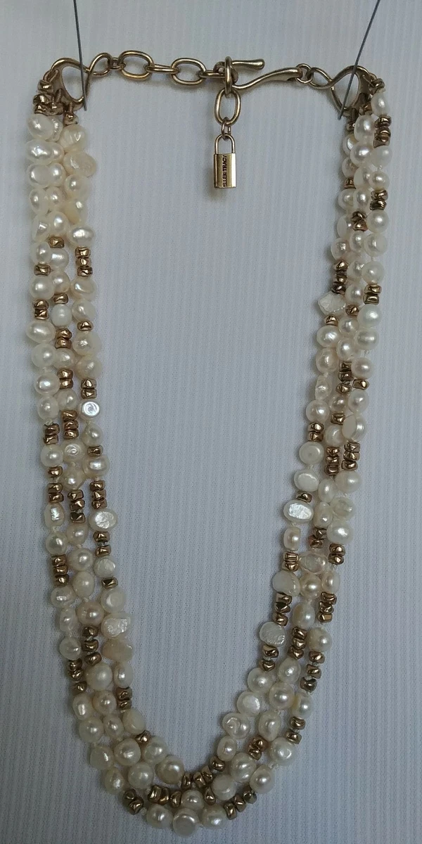 Three strand freshwater pearl cheap necklace