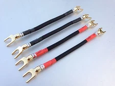 Set 4 Mogami Audiophile Spade/Spade Speaker Jumper Bridge Wires Cables Bi-Wire