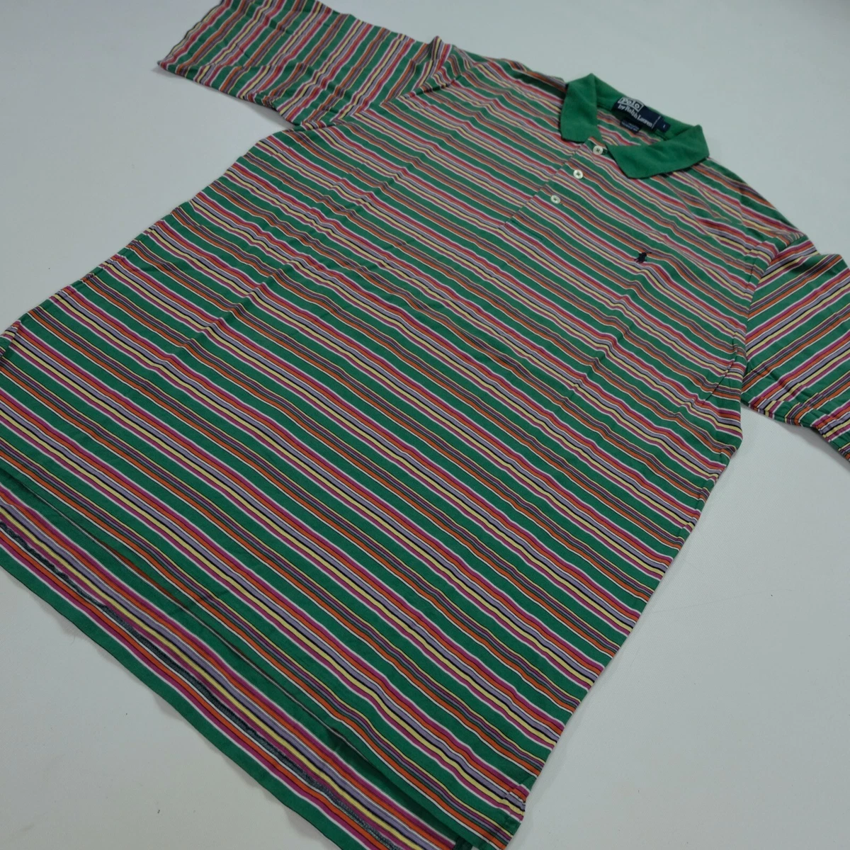Rare Vintage POLO RALPH LAUREN Small Pony Striped Polo Shirt 90s 2000s Preppy L
