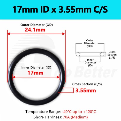 3.55mm Cross Section NBR 70 O-Ring Nitrile Rubber 7-360mm ID Oil Resistant Seals - Picture 28 of 138