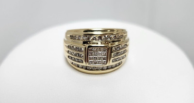 Herren Gold Cocktail Ring Größe 11,5 - 14k gelber 0,75c Diamant - wiegt 12,3g