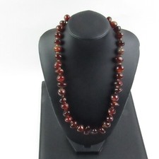 Dark Red  Jaspar Bead Necklace &amp; Earrings w/Separator Black Beads Vintage N10a