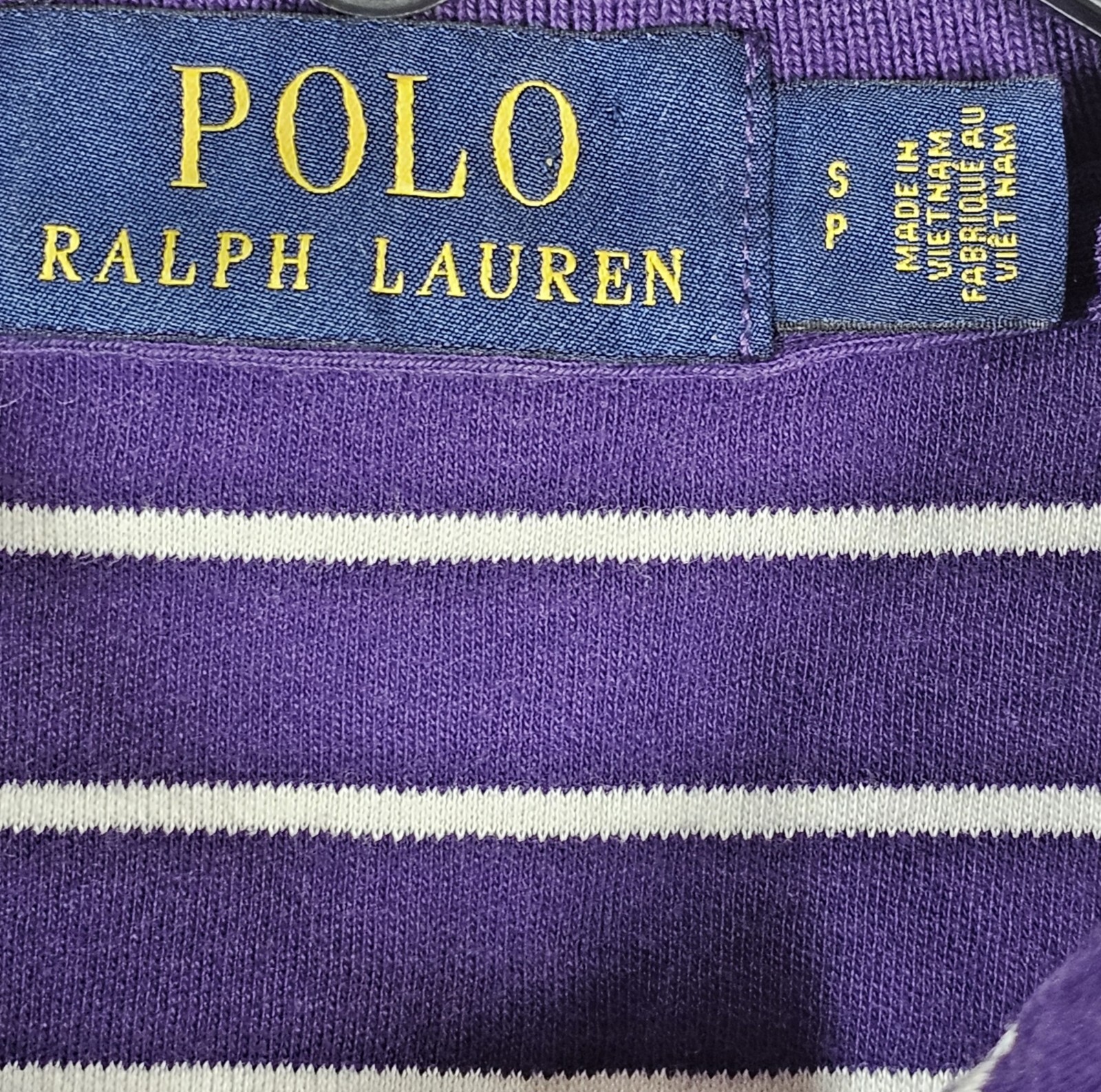 Polo Ralph Lauren camicia S uomo viola bianca a righe manica corta golf carne pony