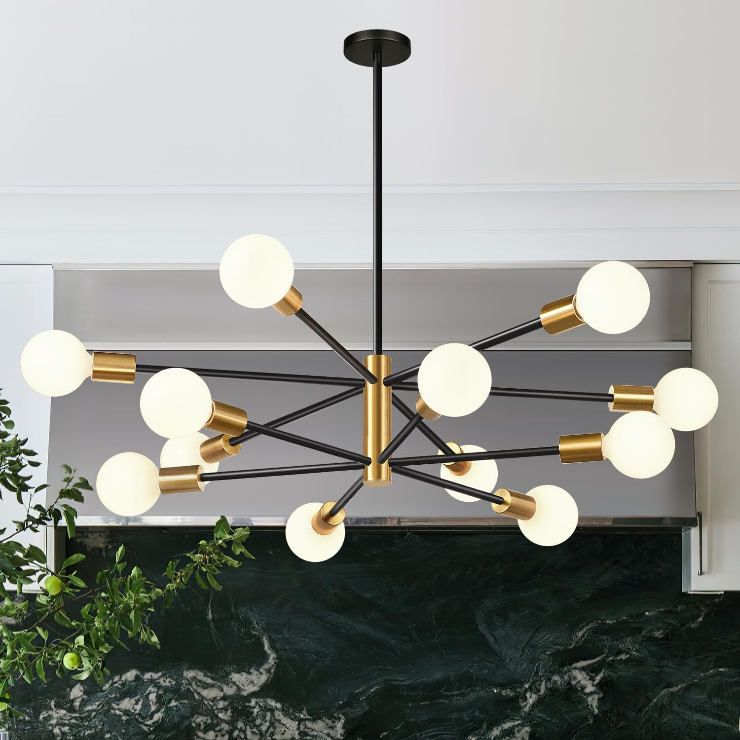 33-Light Modern Gold Sputnik Chandelier Ceiling Fixture for Contemporary Spaces