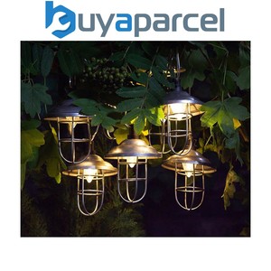10 X Noma Solar Galvanised Metal String Garden Fishermans Lantern Lights Led 5055839870473 Ebay