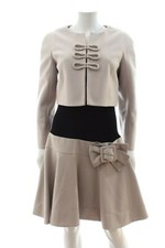 Paule Ka Wool Dress And Jacket / Black, Camel