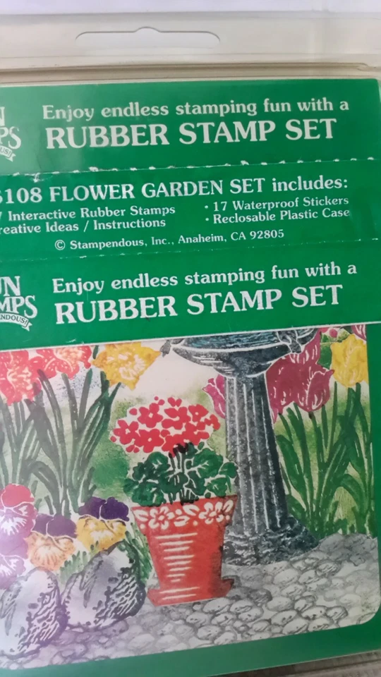 Conjunto de 17 carimbos de borracha Stampendous Fun Stamps Flower Garden folha de ideias desmontada - Imagem 3 de 4