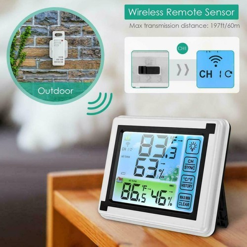 Funk Wetterstation Farbdisplay Thermometer Hygrometer mit 3 Innen Außen Sensor - Bild 4 von 12
