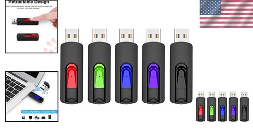 5 Pack 64GB USB Flash Drives with Retractable Design - Fast Data Transfer - Picture 2 of 9
