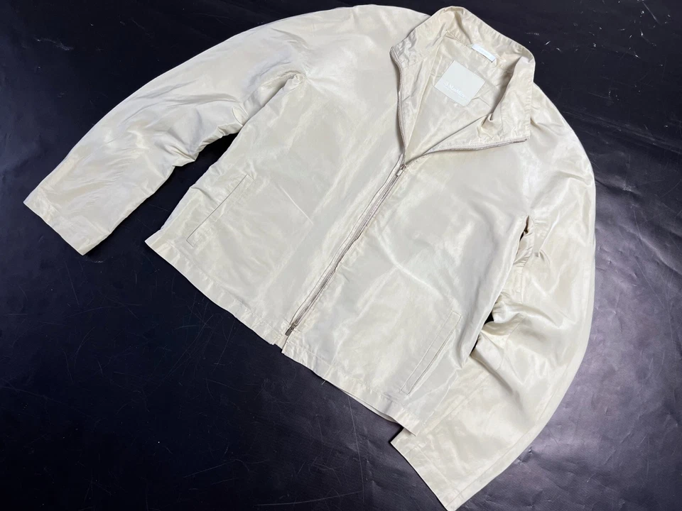 Women’s Ladies 'S Max Mara Creamy White Full Zip Silk Jacket - USA 10 UK 12 - Image 2 of 4