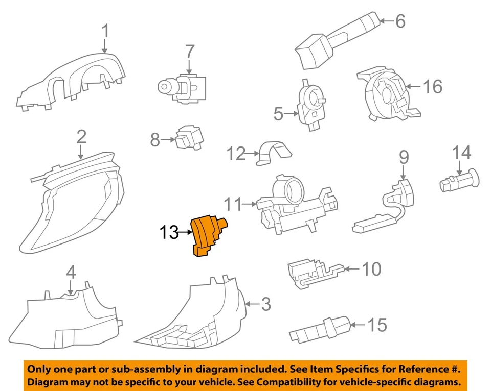 Used Ignition Switch fits: 2015 Chevrolet Traverse w/o power adjustable steering Foto 3 de 4