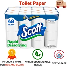 48 Rolls 231 Sheets Tissue Toilet Paper Very Soft Septic Safe For Rv Boats Toile