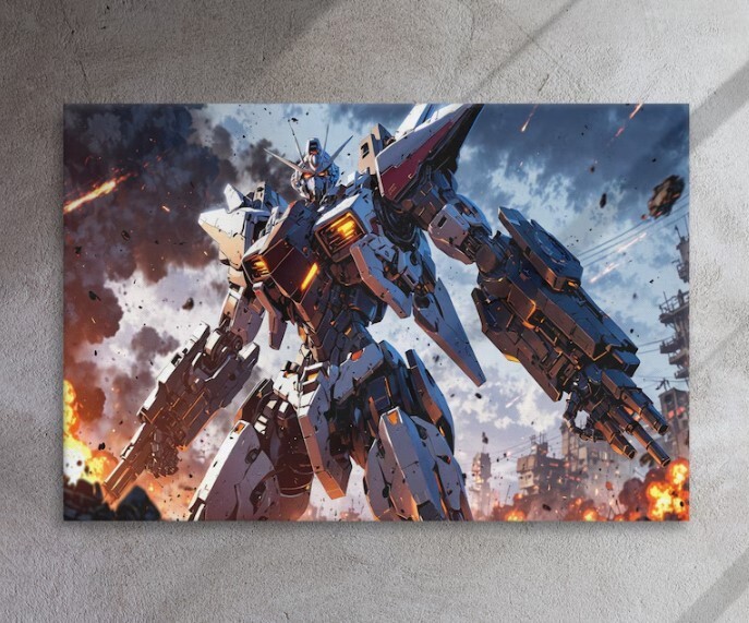 Courageous Young Pilot in Giant Mecha Suit - Anime-Style Art