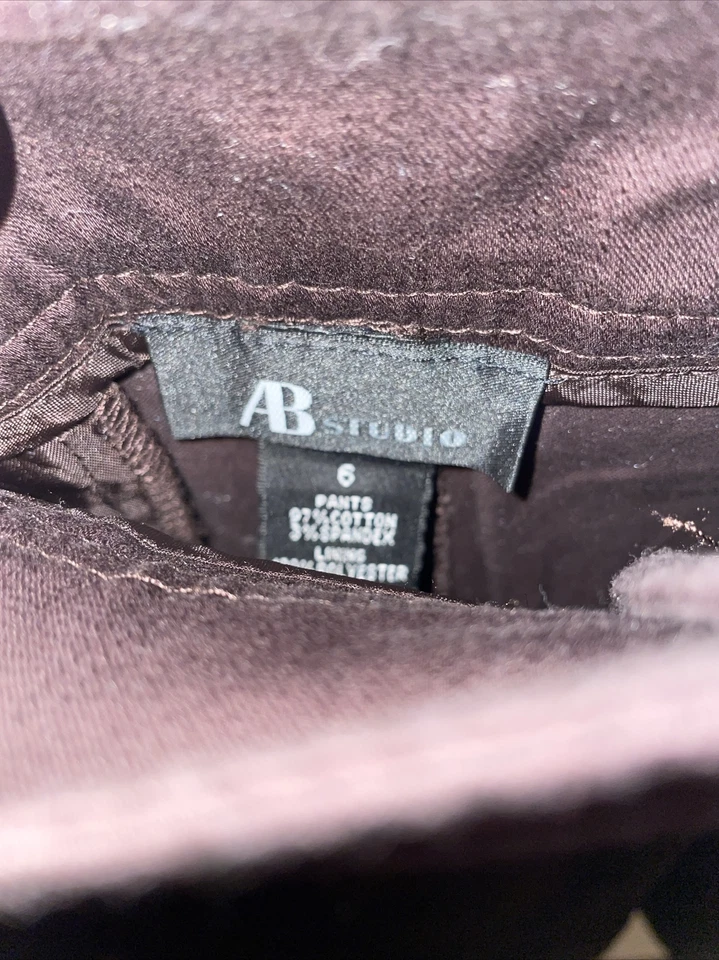 Pantalones Cortos de Vestido AB Studio para Mujer Talla 6 Marrón Mezcla de Algodón Cremallera Mosca Cinturón Lateral Exterior Foto 2 de 4