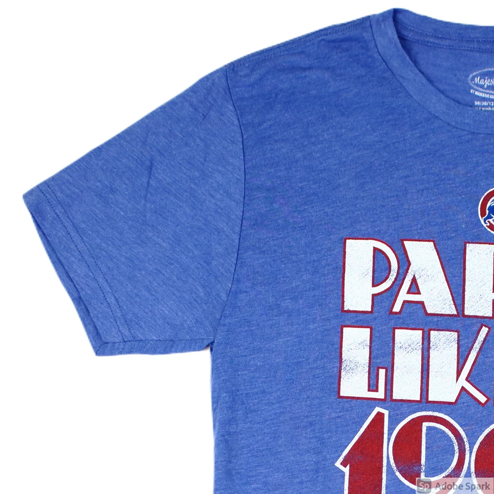 NEW Chicago Cubs Majestic Threads 2016 World Series Vintage Party T-shirt BLUE - Image 4 of 4