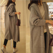 Women's Trench Coat Jacket Outwear Fashion Pullover Hooded Long Cardigan M-3Xl