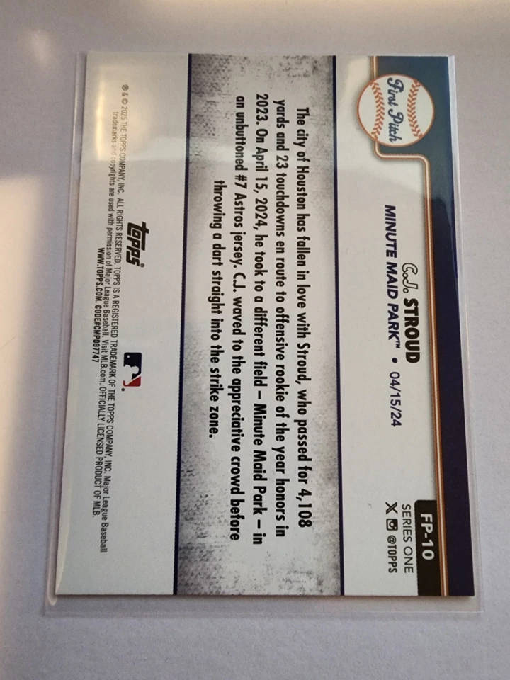 2025 Topps Series 1 First Pitch #FP-10 C.J. Stroud Houston Astros MLB - Image 2 of 2