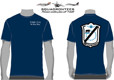 VMF-214 The Black Sheep Logo Back Squadron T-Shirt - USMC Licensed Product