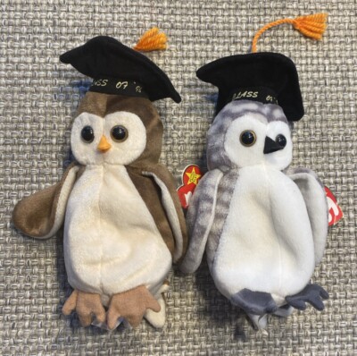 Wise & Wiser Graduation Owl Retired Ty Beanie Baby '98 & '99 Lot