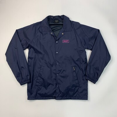 Huf Jacket Mens S Small Navy Bar Logo Coaches Lightweight