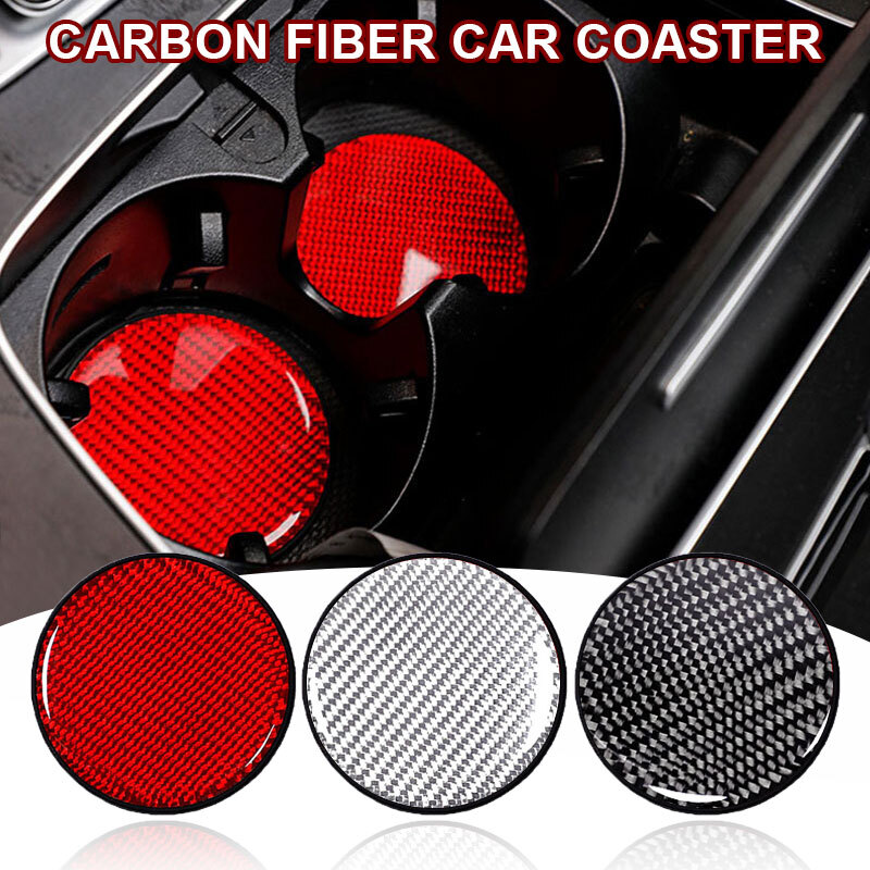2Pcs Carbon Fiber Car Cup Holder Pad Auto Water Cup Slot Non-slip Mat Accessorie