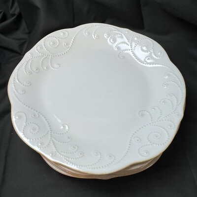 Set of Lenox French Perle White (gray tint) Scalloped Beaded