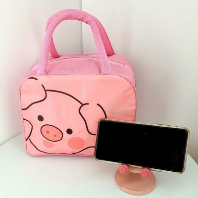 Thermo Cool Isoliert Pink Brotzeittasche Kind Kompakt Handy Ständer Halter Schwein