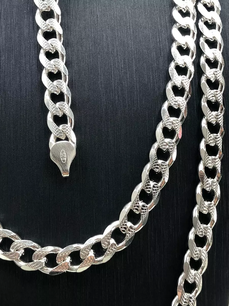 925 Sterling Silver Mens Curb Diamond Cut NECKLACE ALL SIZES Chain 6MM Brand NEW