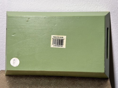 Wooden Serving Display Tray Green With Painted Apples 9” X 5.5” - Picture 3 of 5