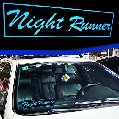 Night Runner Car Windshield Glow Reflective Fluorescent Car Truck Sign Light