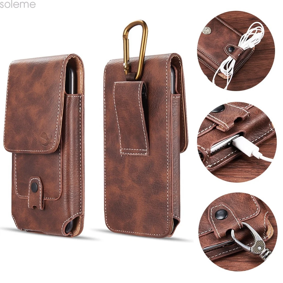 Funda de cuero para teléfono celular con clip para cinturón bolsa con bucle billetera funda porta tarjetas Foto 4 de 4