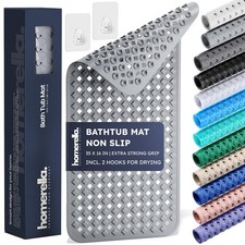   Bathtub Mat Non Slip 35x16, Incl. Hooks for Drying, Extra Long, 100 BPA Fr...