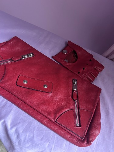 Alexander McQueen Red Leather Biker Clutch Bag - Picture 7 of 11