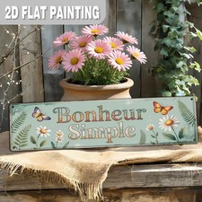 1pc Bonheur Simple Metal Sign 4x16 Inch Vintage French Quote Wall Plaque