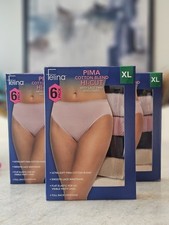 3 Felina Women  s Pima Cotton Blend Hi - Cut With Lace Trim Waistband 6 Pack XL