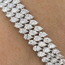 14.00Ctw Pear Cut Lab-Created Diamond Tennis Bracelet 14K White Gold Plated