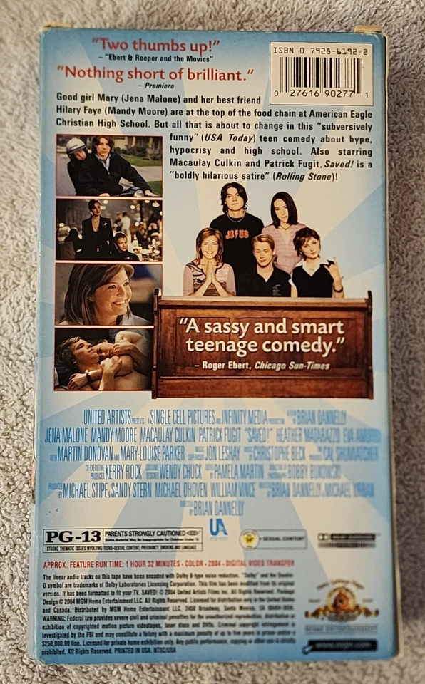 Saved VHS Video Tape Macaulay Culkin Mandy Moore Religious Comedy 2004 TESTED - Image 3 of 3