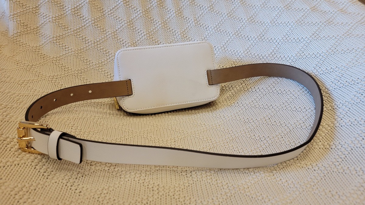 Michael Kors White Belt Bag Fanny Pack Gold Hardware Zipper 
