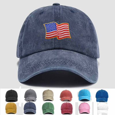 Custom Embroidered Hat Wavy American Flag Applique - USA United States, Gift