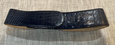 Pre-owned DONNA KARAN Navy Crocodile Belt Sz M Waist 29”-33” 90s