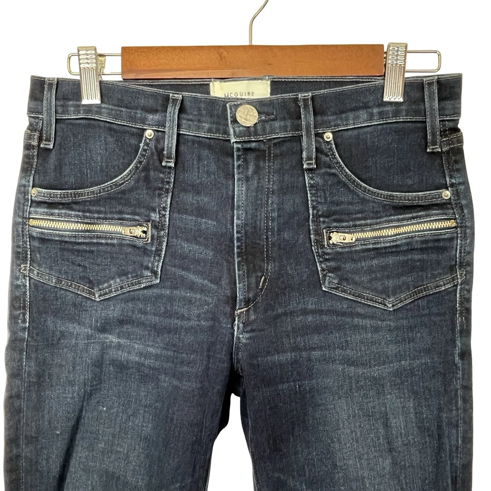 Jeans de mezclilla McGuire - Talla 28 - Ajuste ajustado - Lavado oscuro - Doble cremallera frontal Foto 3 de 4