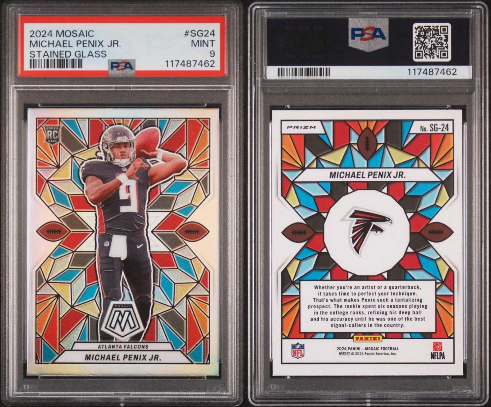 2024 Mosaic Michael Penix Jr Stained Glass SSP Rookie PSA 9