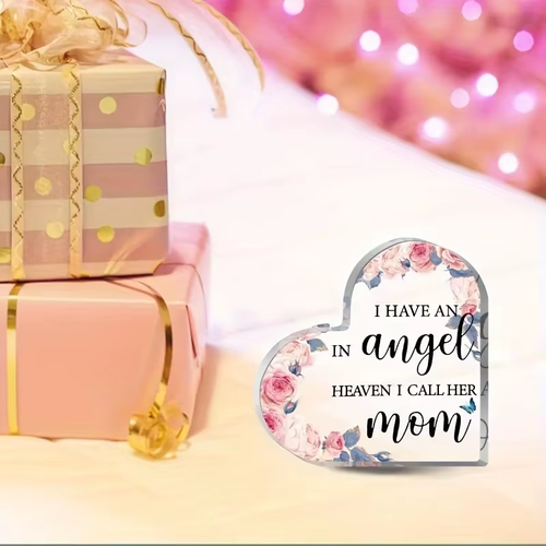 Souvenir Pour Perte De Mère Fleurs Forme Coeur Sympathie Plaque Bureau Affichage - Photo 4 sur 5