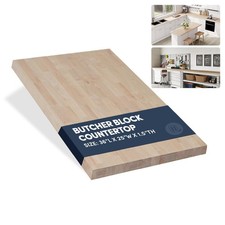 36''L x 25''W x 1.5''Th Birch Solid Wood Butcher Block Countertop, Butcher Bl...