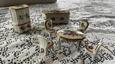 Lovely 7 pc set lot Porcelain miniature dollhouse furniture table chairs Limoges