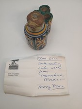 Antique  20th Century  Ceramic Pottery Inkwell Jar From Marrakech Morocco