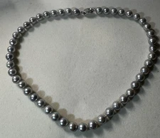 8-9 MM Akoya NATURAL Gray PEARL NECKLACE 925 CLASP 17'' new in box free shipping