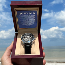 Father's Day Watch Gift for Dad Quality Unique Openworks Watch Gift