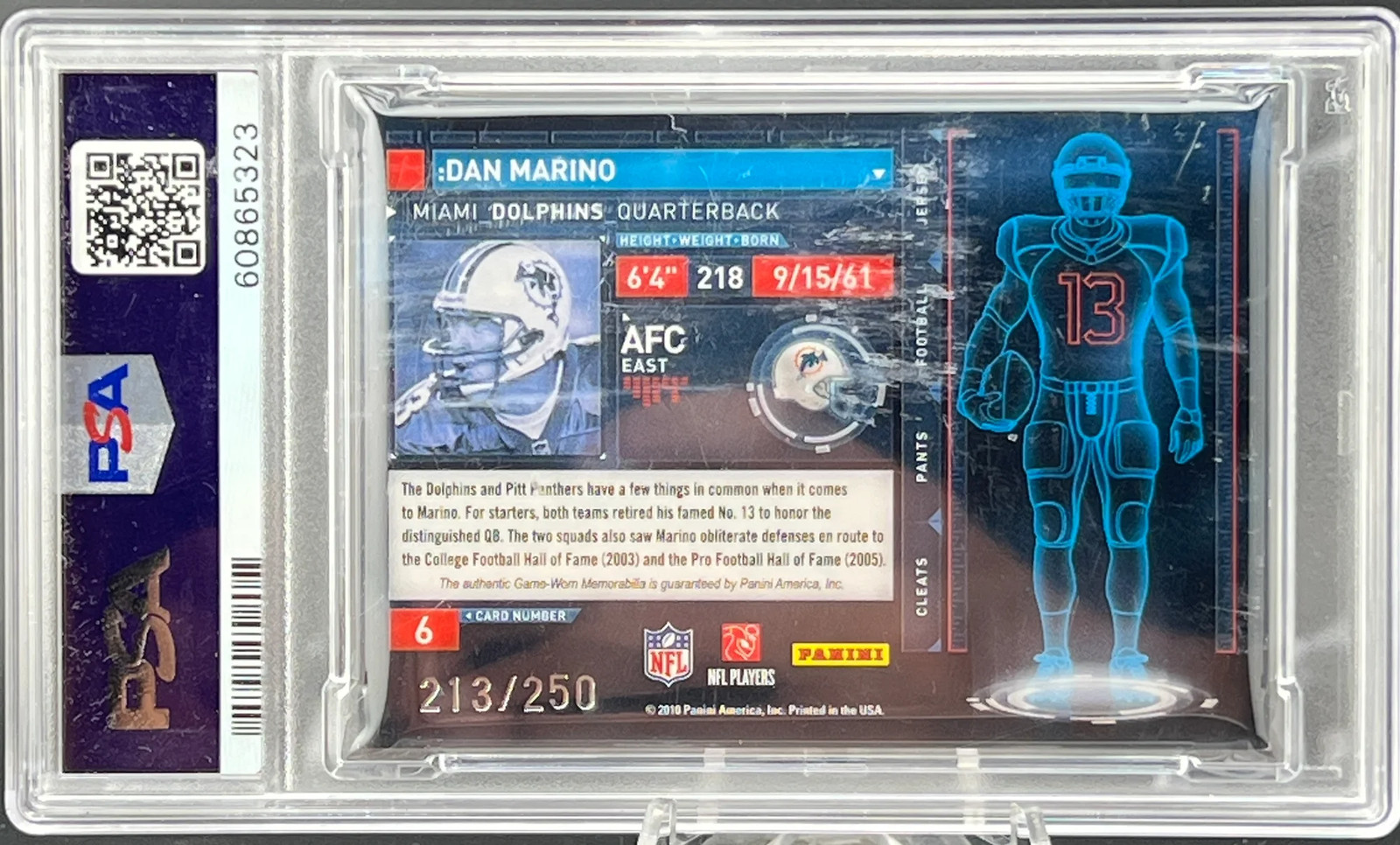 2010 Panini Absolute Memorabilia Tools The Trade Dan Marino Red Mat. /250 PSA 8 view 2